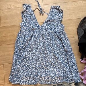 Floral Blue Sleeveless Dress